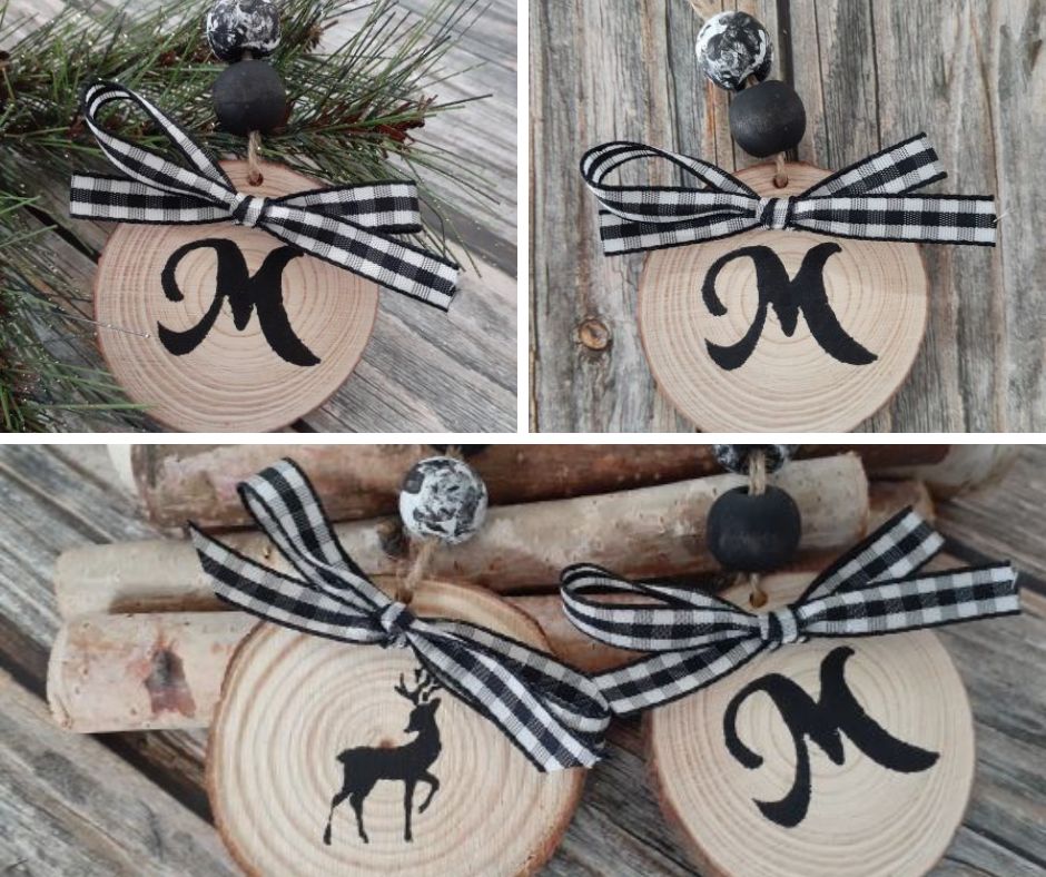 Learn how to make this wood slice Christmas ornament