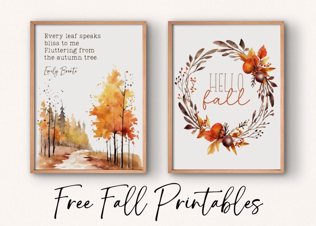 Two Free Fall Printables to decorate your home